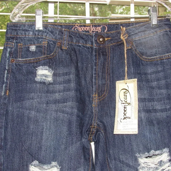 SPOON JEANS Distressed Dark Wash Jeans Size 11 - Picture 3 of 6